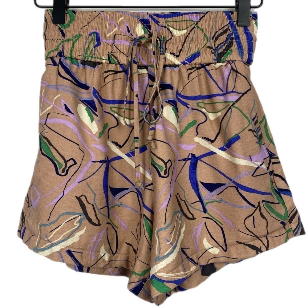 Nordstrom‎ Open Edit Women’s Tie Waist Knit Shorts Size XXS High Waist Abstract